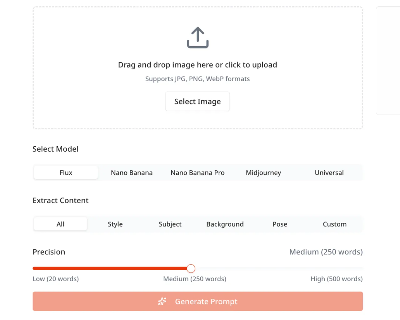 Comparison of prompts for different AI models